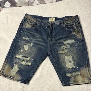 Men's Distressed Blue Denim Shorts